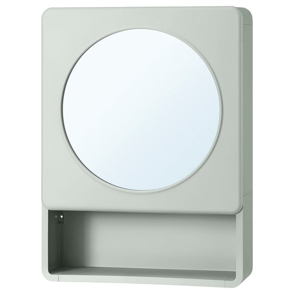 IVÖSJÖN mirror cabinet with 1 door, green, 44x15x59 cm