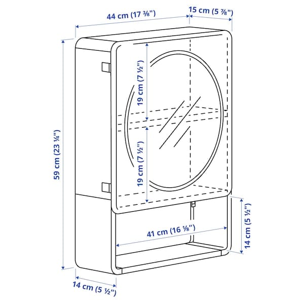 Ikea IVÖSJÖN - Mirror cabinet with 1 door, green,44x15x59 cm