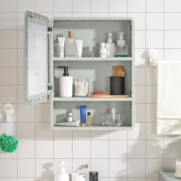 Ikea IVÖSJÖN - Mirror cabinet with 1 door, green,44x15x59 cm