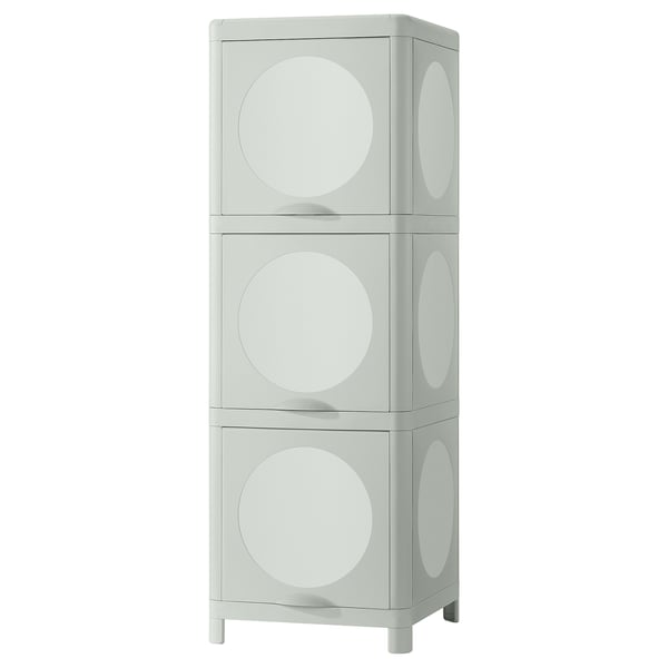 IVÖSJÖN cabinet with doors, green, 33x34x99 cm
