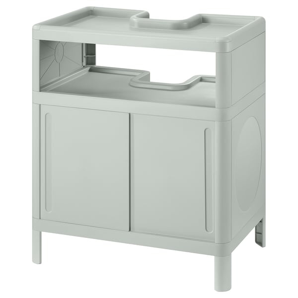 IVÖSJÖN - Wash-basin base cabinet, with sliding doors/green, 50x33x57 cm
