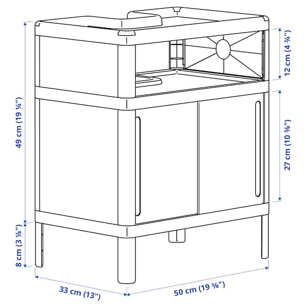 IVÖSJÖN - Wash-basin base cabinet, with sliding doors/green, 50x33x57 cm