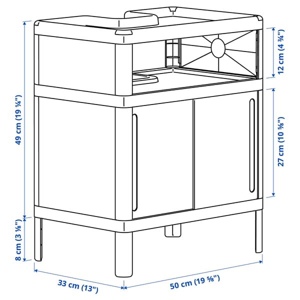 IVÖSJÖN - IVÖSJÖN Wash-basin base cabinet, with sliding doors/green, 50x33x57 cm