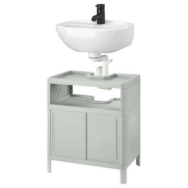 IVÖSJÖN / SKATSJÖN wash-stnd w slid drs/wash-basin/tap, green, 50x35 cm