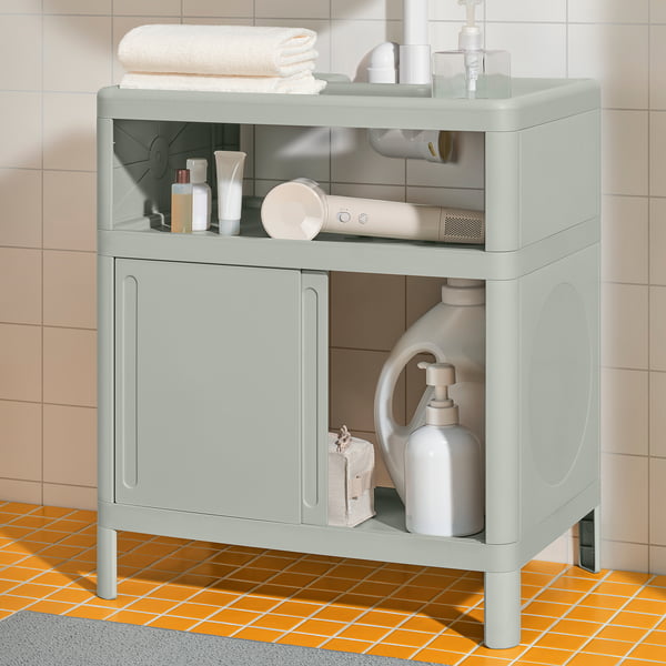 IVÖSJÖN / SKATSJÖN wash-stnd w slid drs/wash-basin/tap, green, 50x35 cm