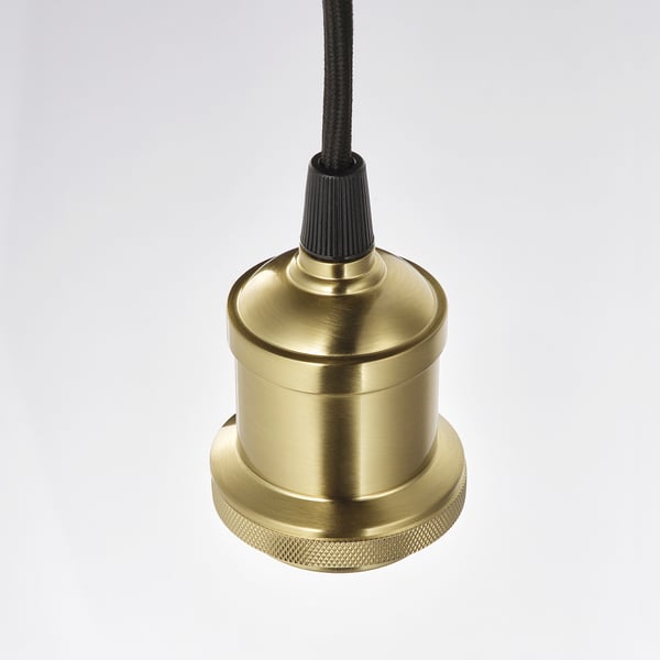 JÄLLBY cord set, textile brass-plated, 1.4 m