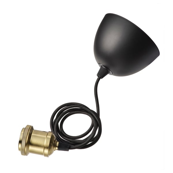JÄLLBY cord set, textile brass-plated, 1.4 m