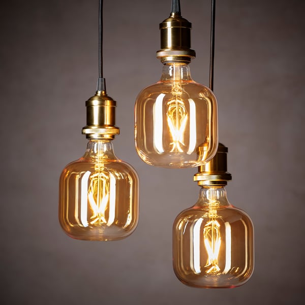 JÄLLBY cord set, textile brass-plated, 1.4 m