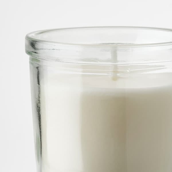 Ikea JÄMLIK - Scented candle in glass, Vanilla/light beige, 20 hr