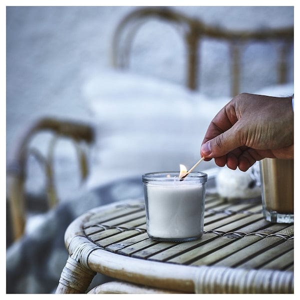 Ikea JÄMLIK - Scented candle in glass, Vanilla/light beige, 20 hr