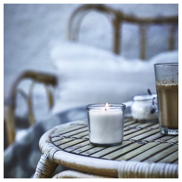 Ikea JÄMLIK - Scented candle in glass, Vanilla/light beige, 20 hr
