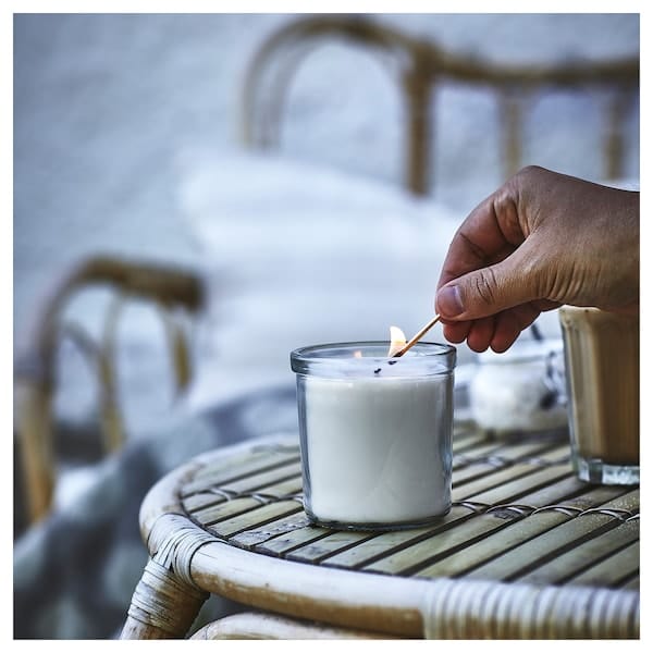 Ikea JÄMLIK - Scented candle in glass, Vanilla/light beige, 40 hr