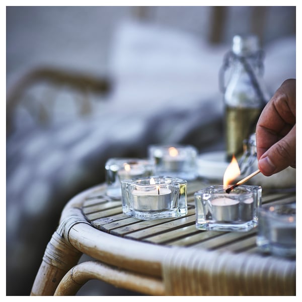 JÄMLIK scented tealight, Vanilla/light beige, 3.5 hr, 30 pack