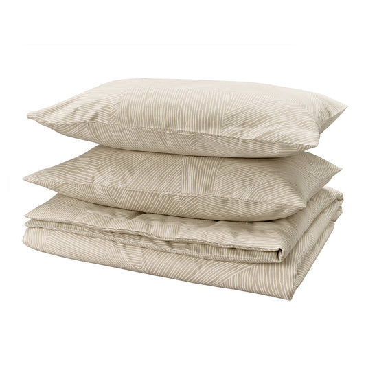 JÄRNTRÄD duvet cover and 2 pillowcases, light beige/white, 240x220/50x80 cm