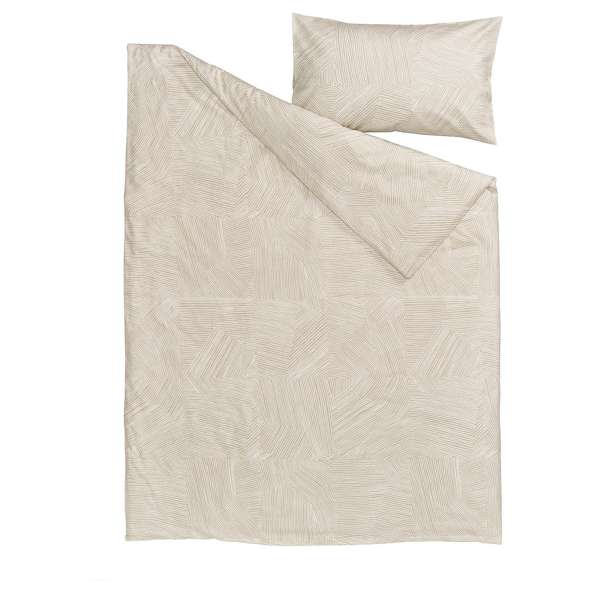 JÄRNTRÄD duvet cover and pillowcase, light beige/white, 150x200/50x80 cm