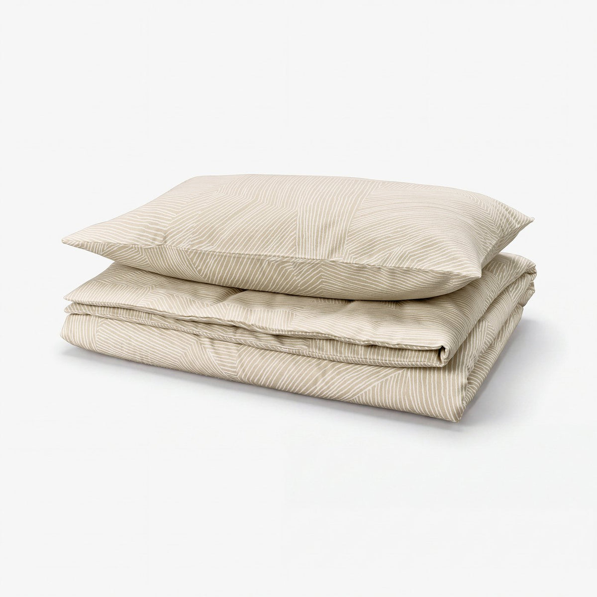 JÄRNTRÄD duvet cover and pillowcase, light beige/white, 150x200/50x80 cm