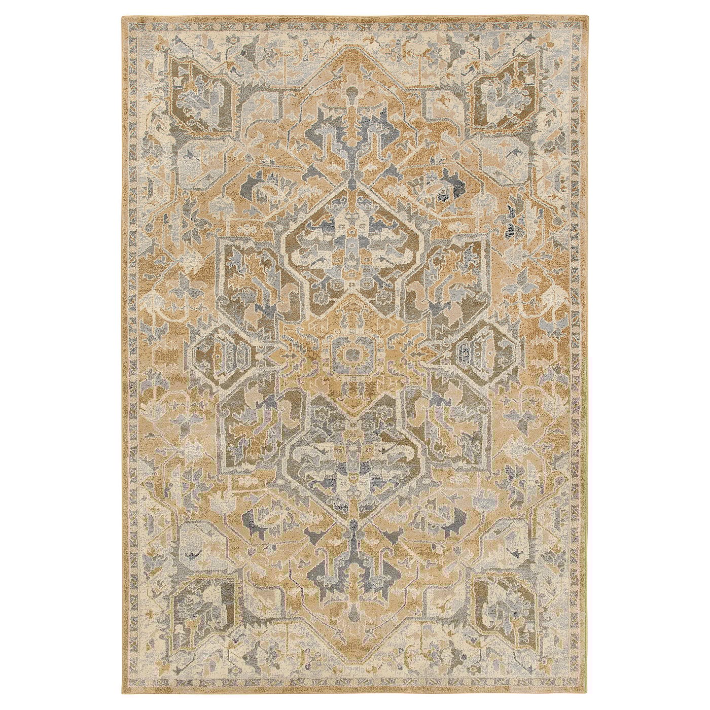 JÄRNVÄG rug, low pile, ornament pattern beige/dark beige, 10 mmx133 cm