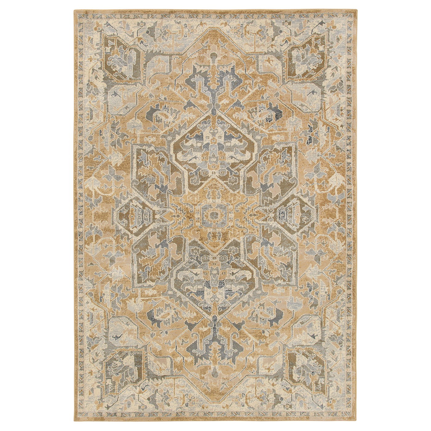 JÄRNVÄG rug, low pile, ornament pattern beige/dark beige, 133x195 cm