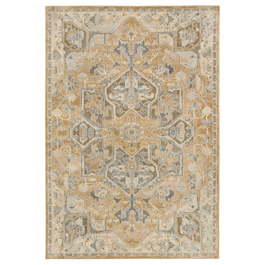 JÄRNVÄG rug, low pile, ornament pattern beige/dark beige, 133x195 cm