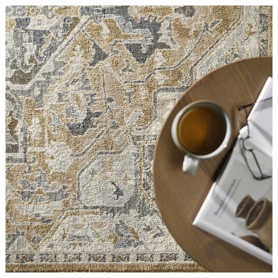 JÄRNVÄG rug, low pile, ornament pattern beige/dark beige, 160x230 cm