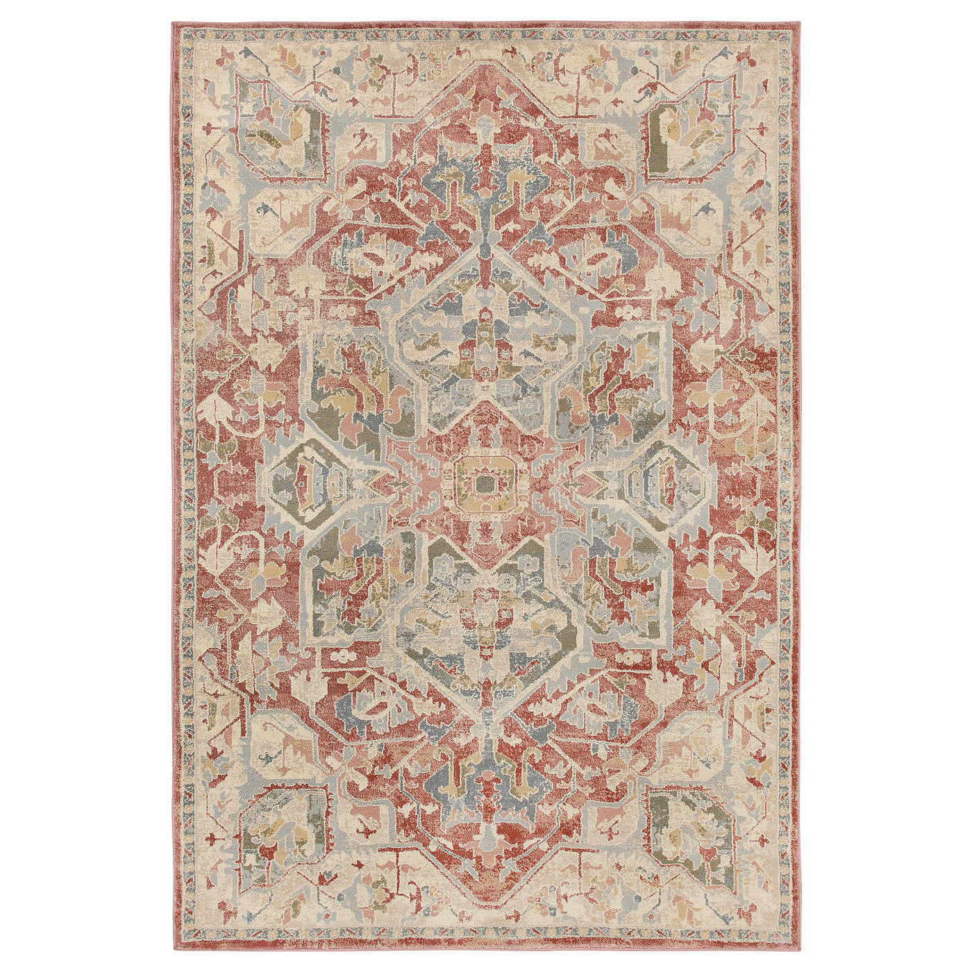 JÄRNVÄG rug, low pile, ornament pattern pink/beige, 133x195 cm