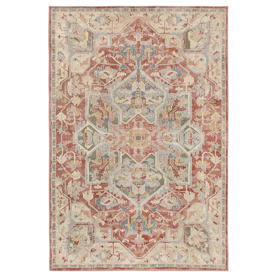 JÄRNVÄG rug, low pile, ornament pattern pink/beige, 133x195 cm