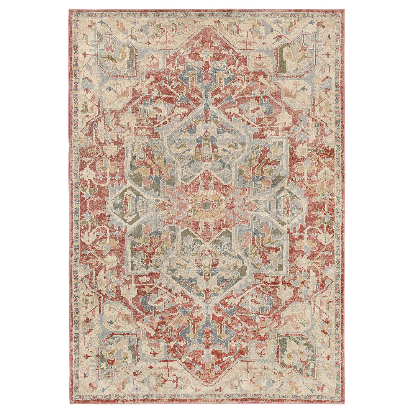 JÄRNVÄG rug, low pile, ornament pattern pink/beige, 10 mmx160 cm