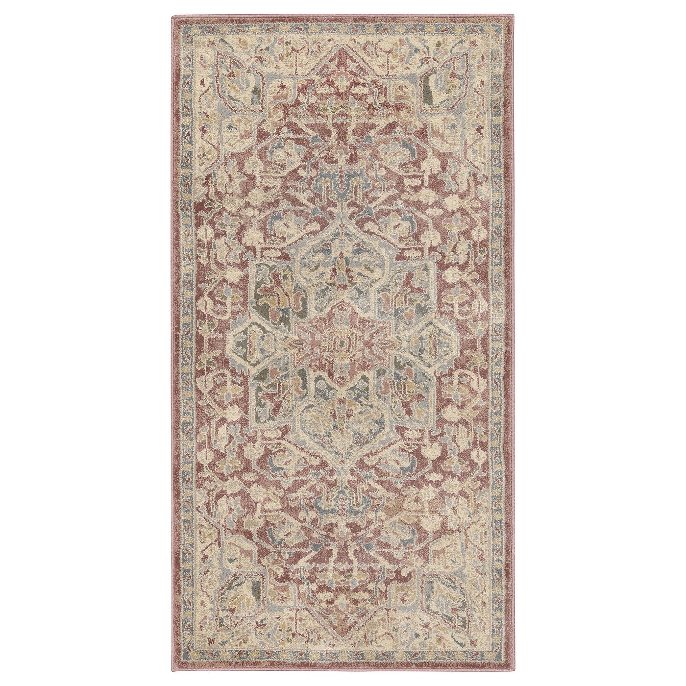 JÄRNVÄG rug, low pile, ornament pattern pink/beige, 10 mmx80 cm
