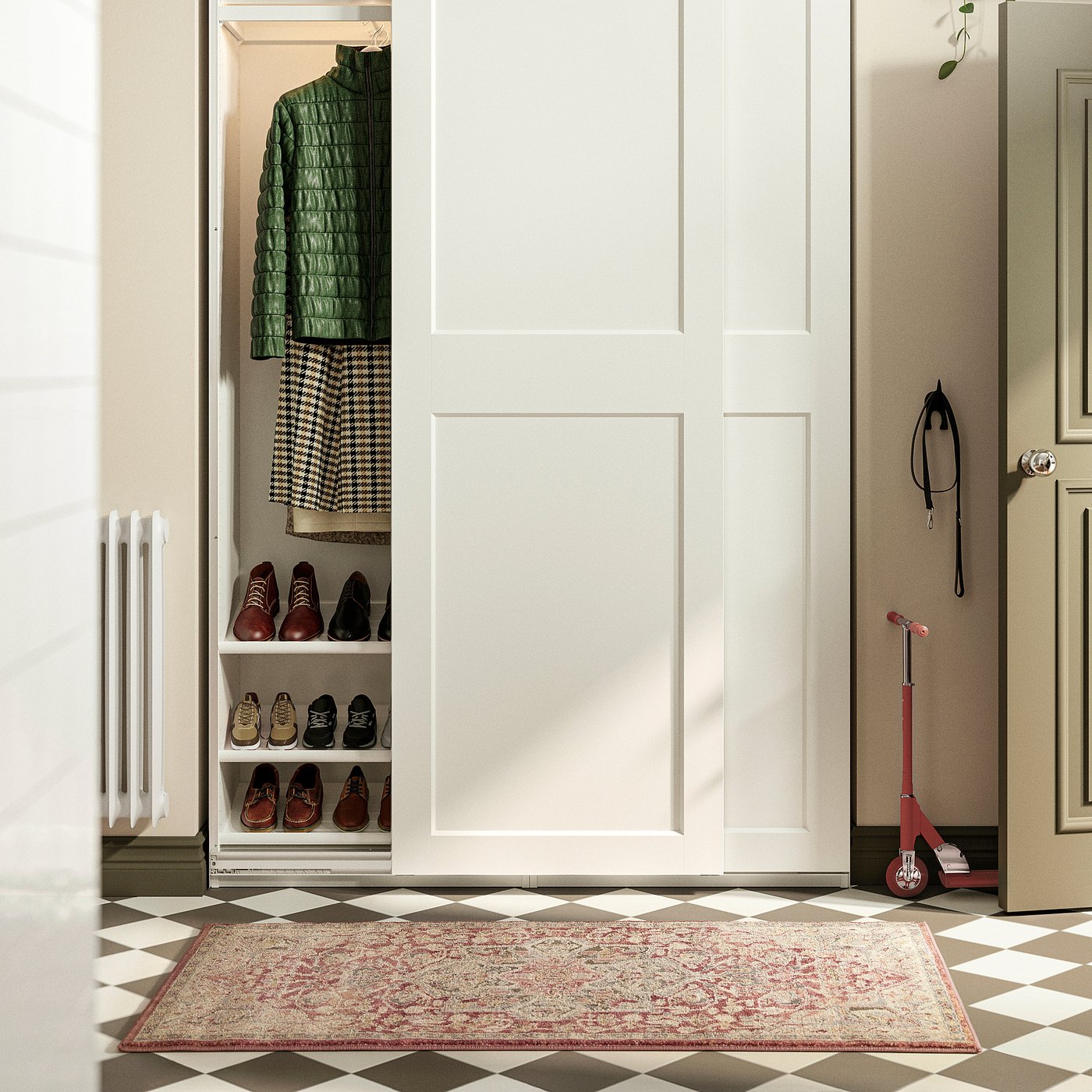 JÄRNVÄG rug, low pile, ornament pattern pink/beige, 10 mmx80 cm