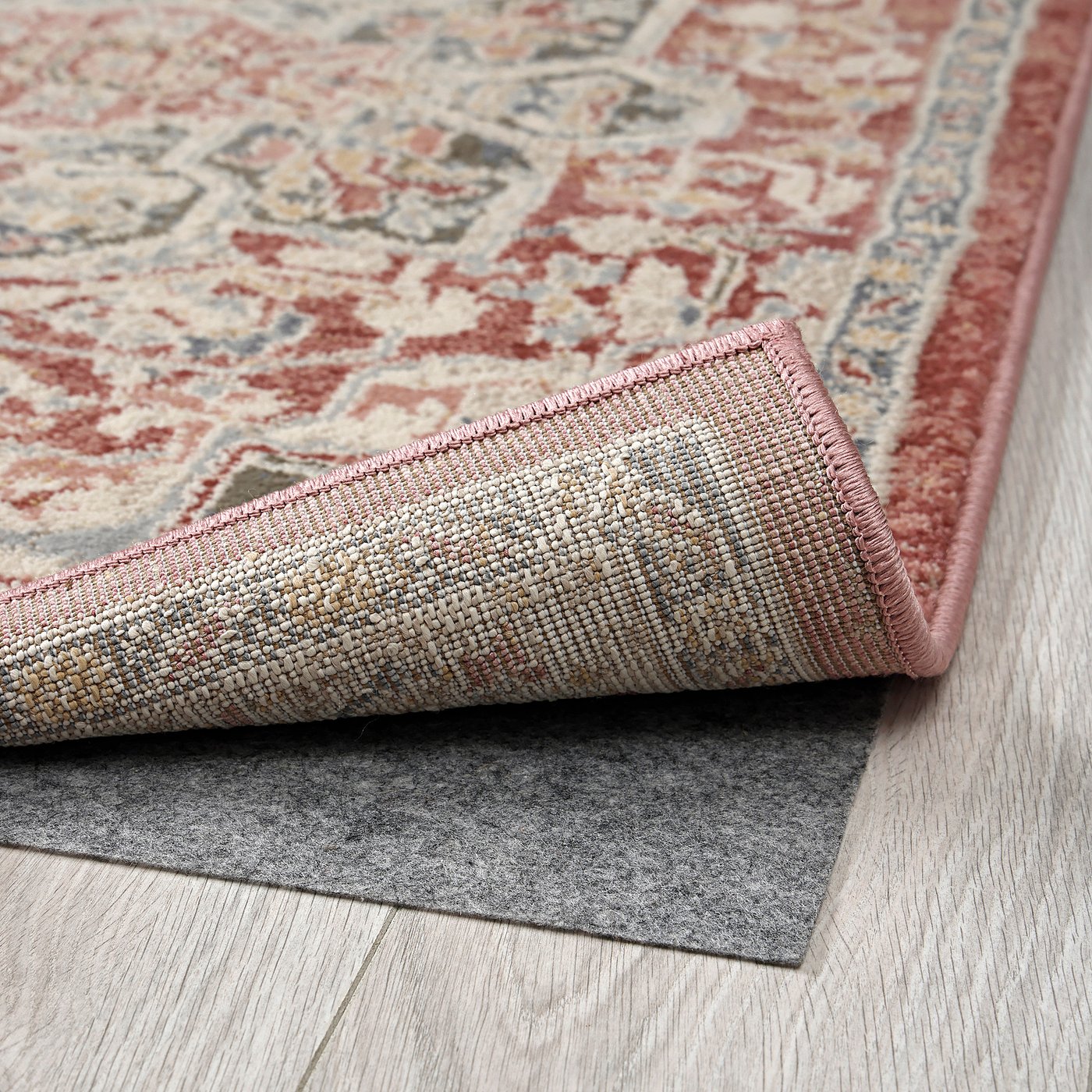 JÄRNVÄG rug, low pile, ornament pattern pink/beige, 10 mmx80 cm