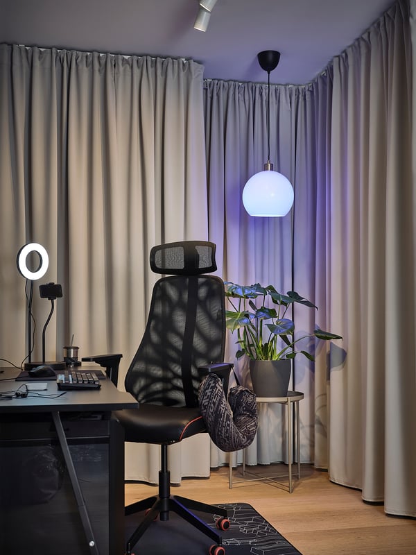 JÄRPLIDEN pendant lamp, white glass/nickel-plated, 30 cm