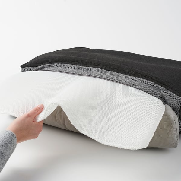 JÄRPÖN/DUVHOLMEN Outdoor back cushion - anthracite 62x44 cm ,