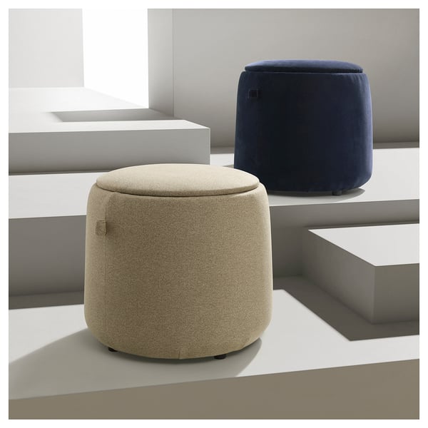 JÄRRESTAD pouffe, with storage/Tonerud dark beige, 46 cm