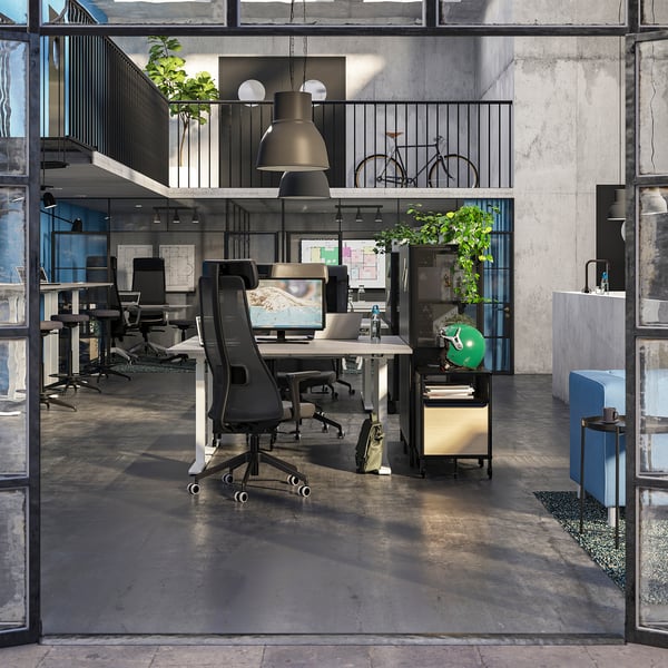 JÄRVFJÄLLET office chair with armrests, Glose black, 52x140x68 cm