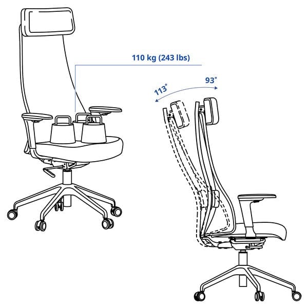 Ikea JÄRVFJÄLLET Office chair with armrests - Grann white ,