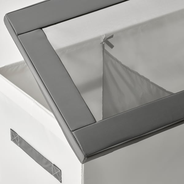 JÄTTEBJÖRN - JÄTTEBJÖRN Box with lid, white/grey, 81x45x44 cm