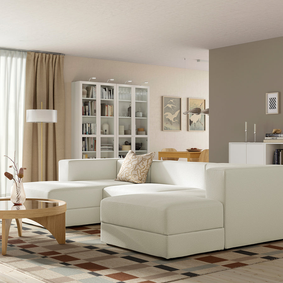 JÄTTEBO 3,5-seat mod sofa w chaise longues, armrests Axvall/off-white, 285x71x160 cm