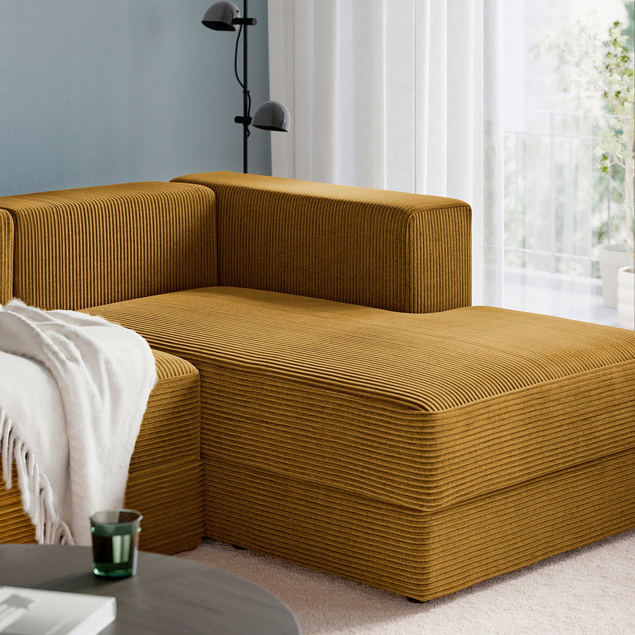 JÄTTEBO 3,5-seat mod sofa w chaise longues, armrests Samsala/yellow-brown, 285x71x160 cm