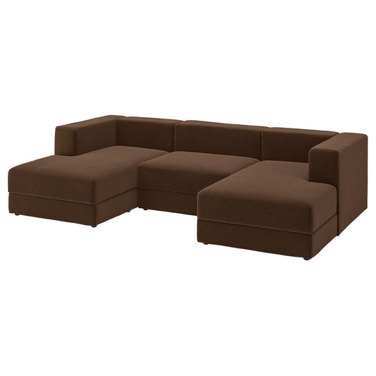 JÄTTEBO 3,5-seat mod sofa w chaise longues, armrests Samsala/dark brown, 285x71x160 cm