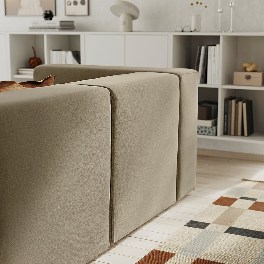 JÄTTEBO 3,5-seat mod sofa w chaise longues, Johanneshov brown-beige, 324x71x160 cm
