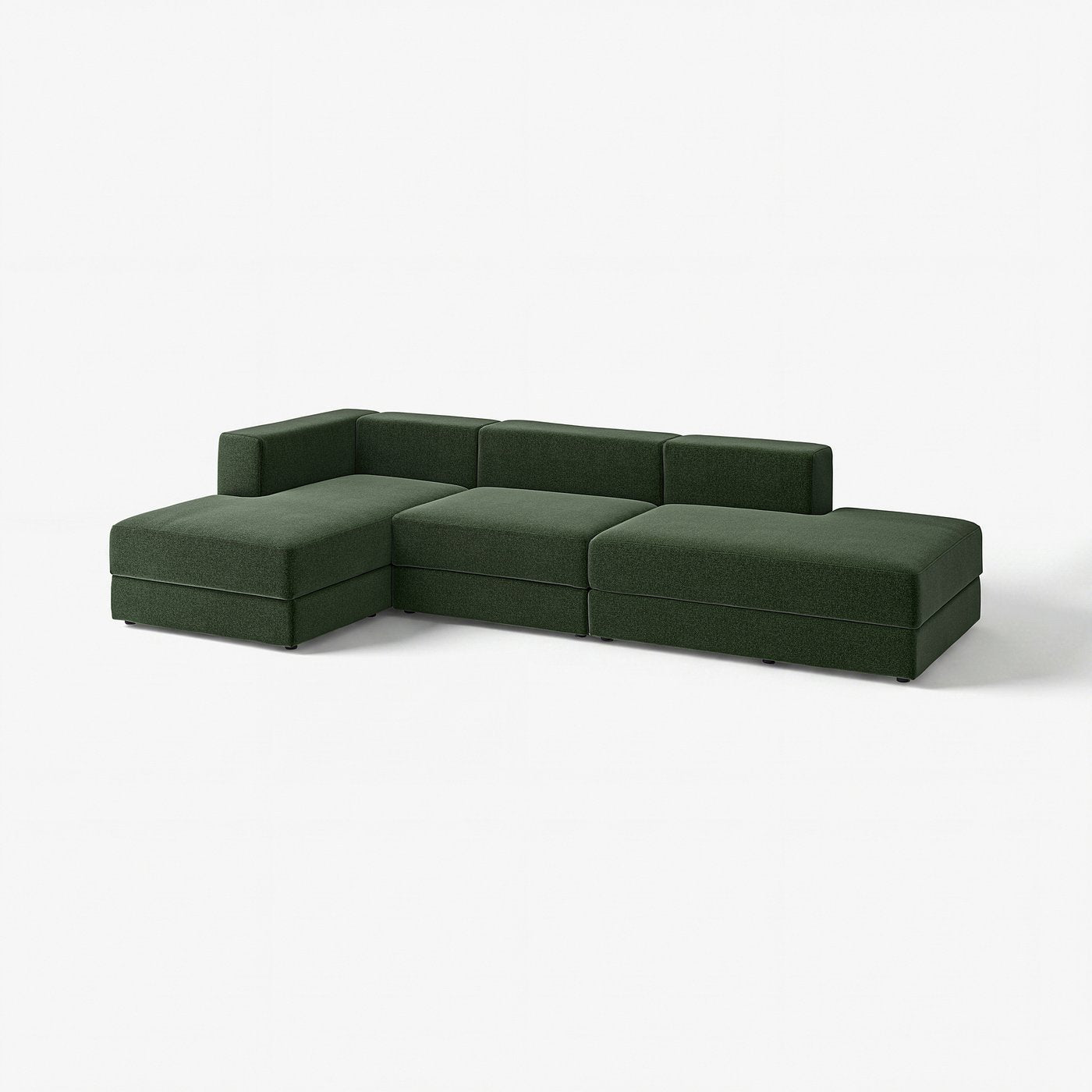 JÄTTEBO 3,5-seat mod sofa w chaise longues, Johanneshov dark green, 324x71x160 cm