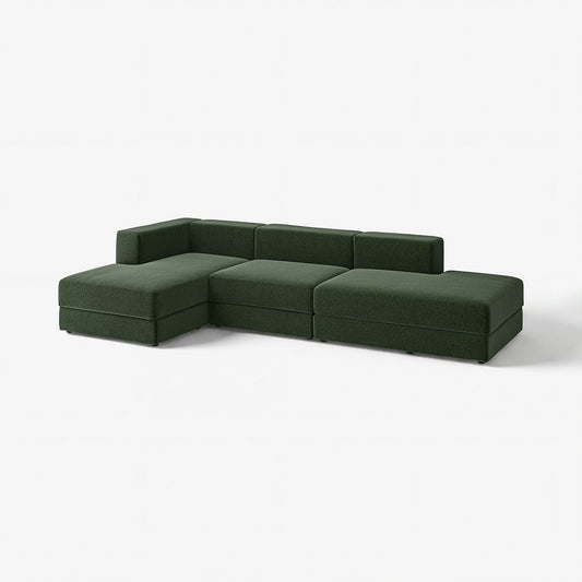 JÄTTEBO 3,5-seat mod sofa w chaise longues, Johanneshov dark green, 324x71x160 cm