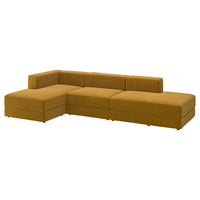 JÄTTEBO 3,5-seat mod sofa w chaise longues, Samsala yellow-brown, 324x71x160 cm
