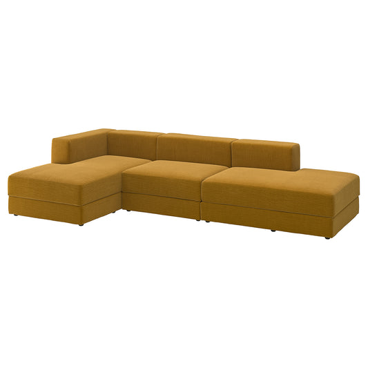 JÄTTEBO 3,5-seat mod sofa w chaise longues, Samsala yellow-brown, 324x71x160 cm