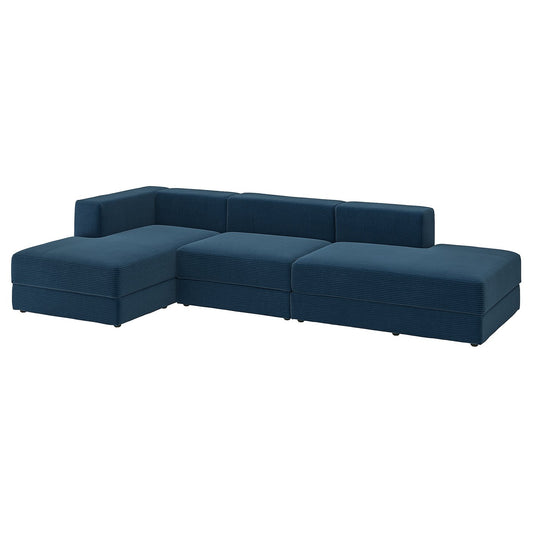 JÄTTEBO 3,5-seat mod sofa w chaise longues, Samsala dark blue, 25x71x160 cm