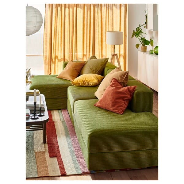 Ikea JÄTTEBO - 3.5-seater sofa with chaise longue, Samsala dark yellow-green ,