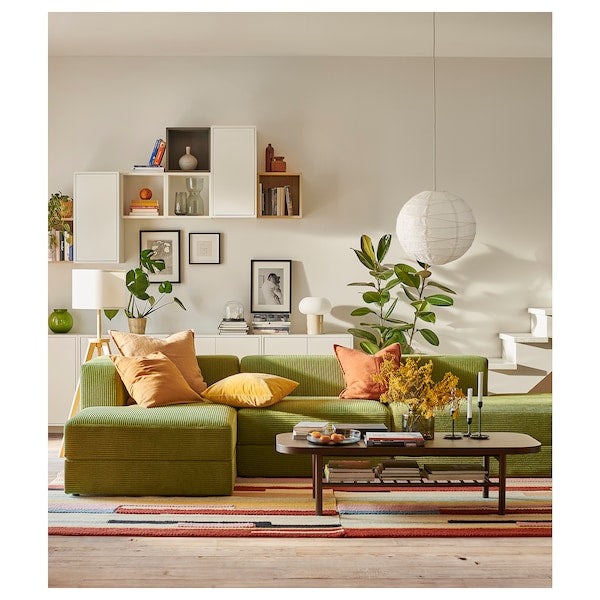 JÄTTEBO - 3.5-seater sofa with chaise longue, Samsala dark yellow-green ,