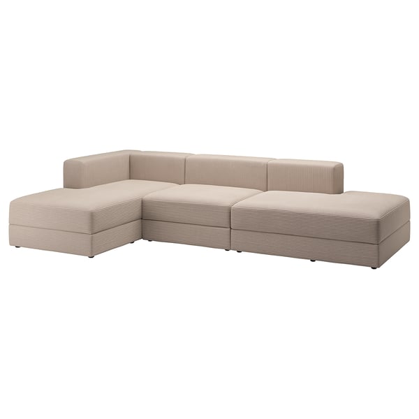 JÄTTEBO 3,5-seat mod sofa w chaise longues, Samsala grey-beige, 324x71x160 cm