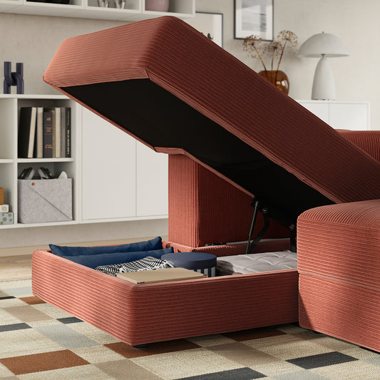 JÄTTEBO 3,5-seat mod sofa w chaise longues, Samsala brown-red, 324x71x160 cm