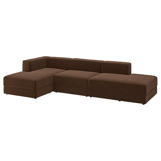 JÄTTEBO 3,5-seat mod sofa w chaise longues, Samsala dark brown, 324x71x160 cm